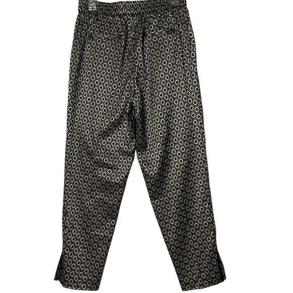- NWT Anthro Gold & Black Metallic Print Larkin Jacquard Tapered Trouser Pants - Picture 5 of 13